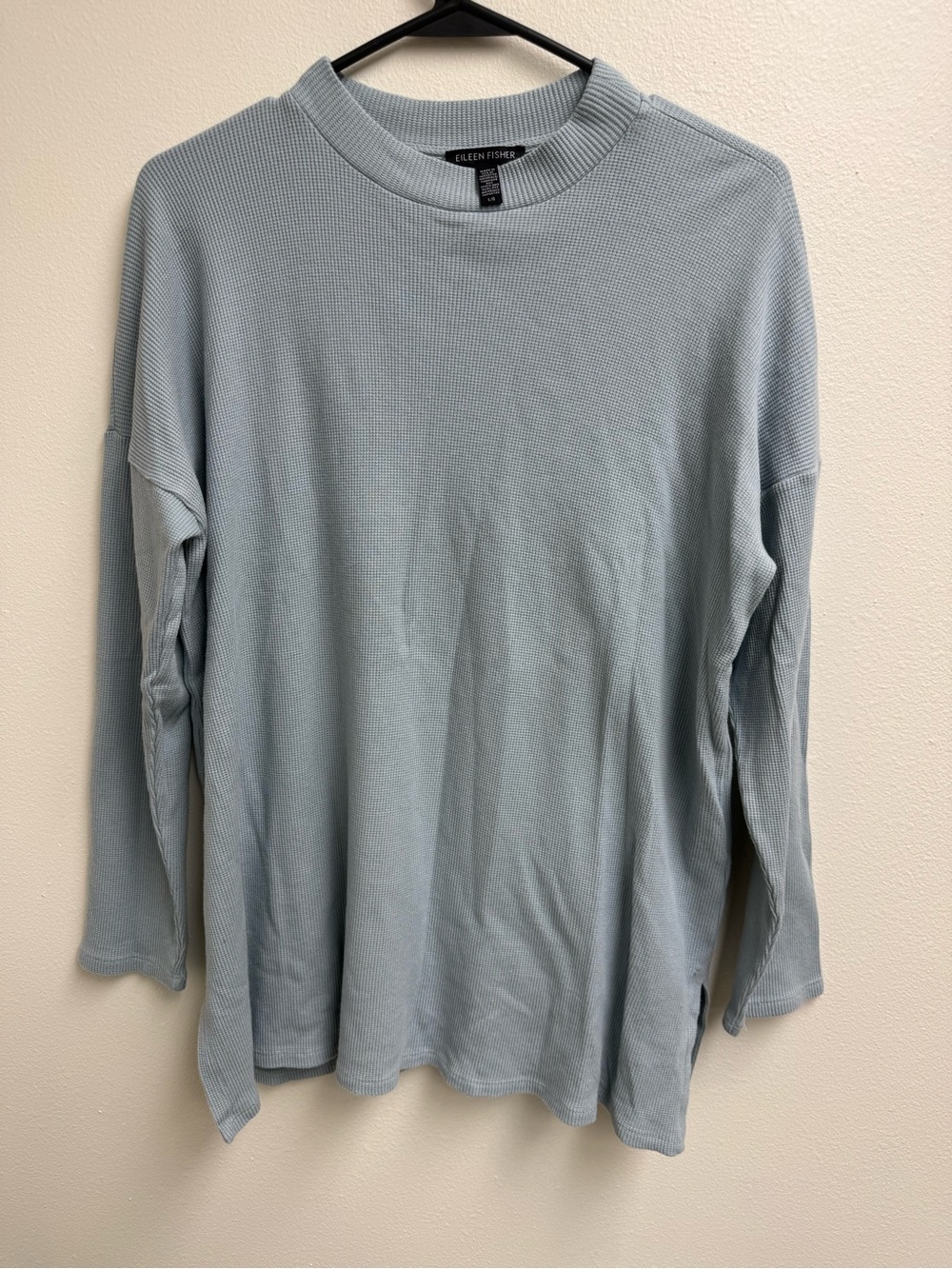 Eileen Fisher Light Blue Women’s Waffle-Knit Long Sleeve Shirt